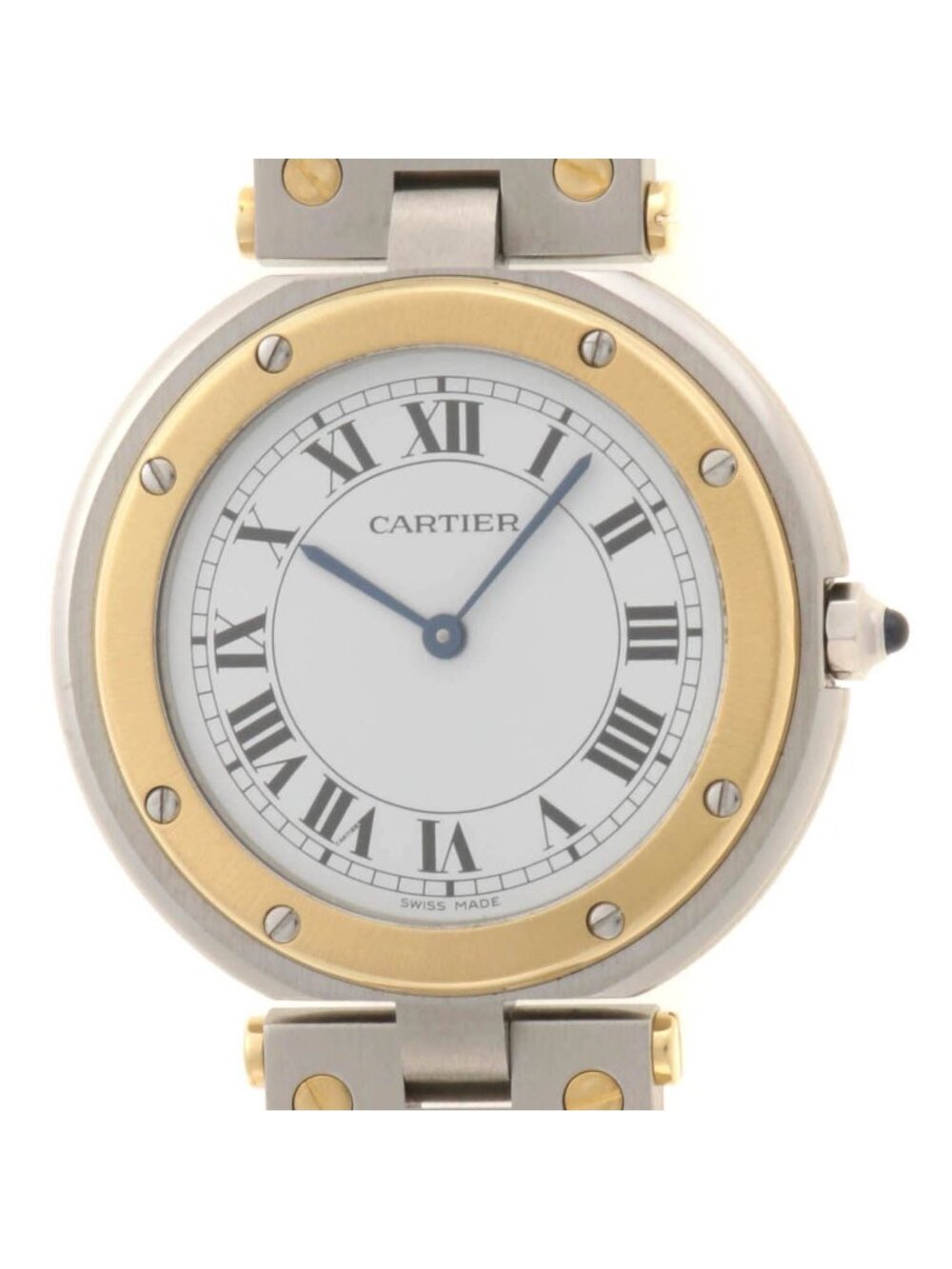Cartier Santos Round LM Watch 18k Yellow Gold 18k White Quartz